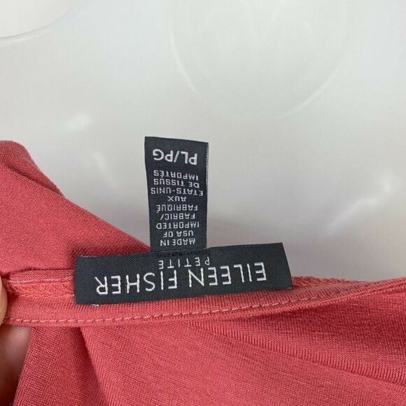 Eileen Fisher Top Petite Large Red Knit Asymmetrical Blouse Lagenlook Boat Neck - Picture 8 of 8